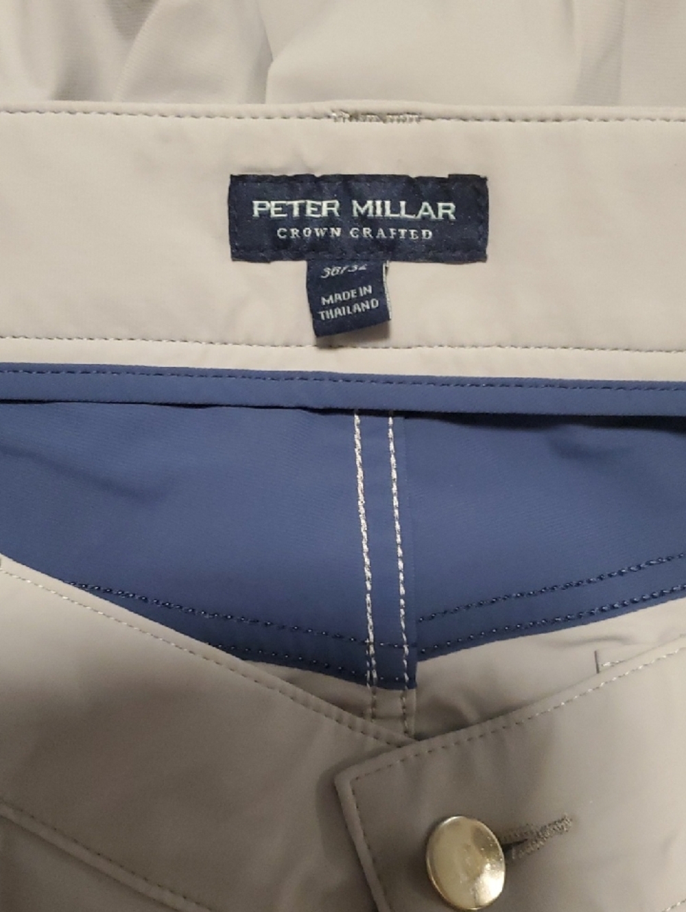 Peter Millar Light Gray Shorts with Blue Waistband Accents